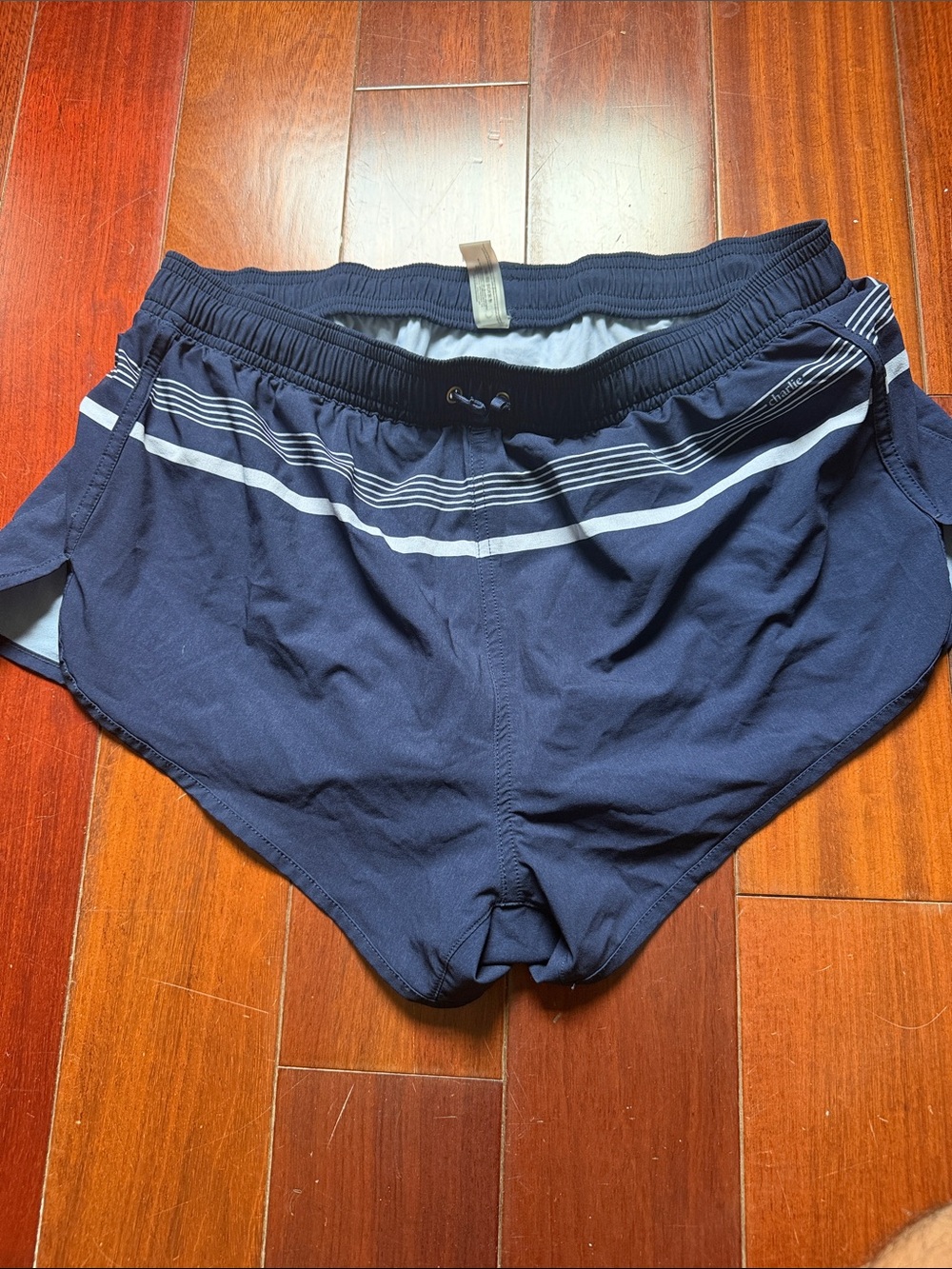 Men's Navy Swim Trunks with White Stripe